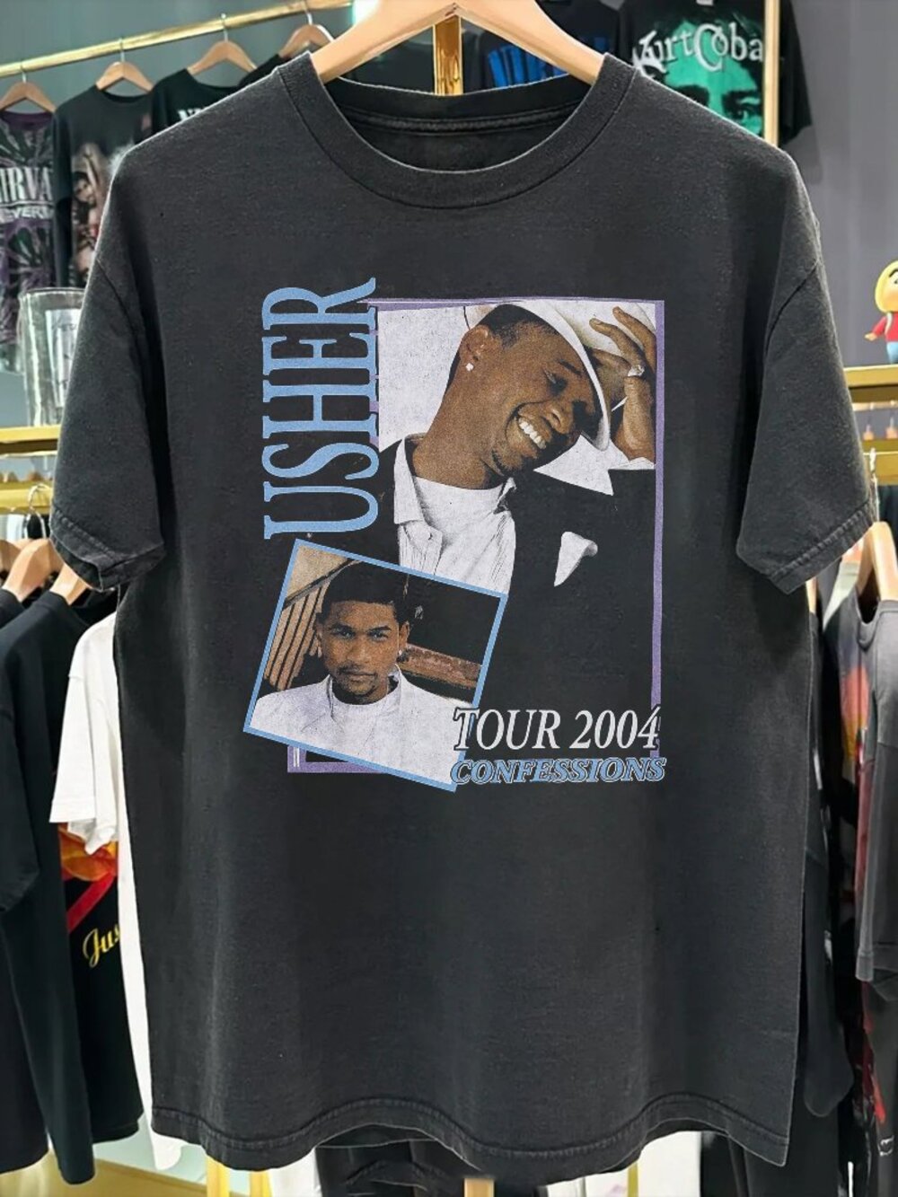 Rare 2004 Usher Confessions Tour Washed Black Tee